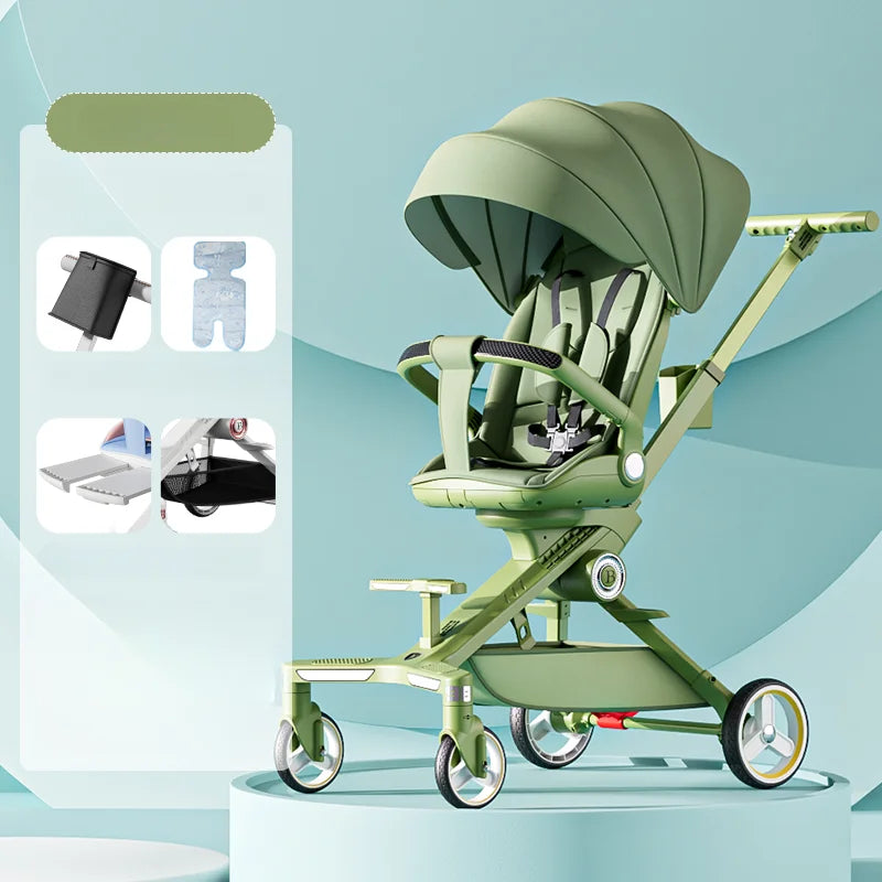 AeroNest™ High-View Baby Stroller – Lightweight, Shock-Absorbing 4-Wheel Design