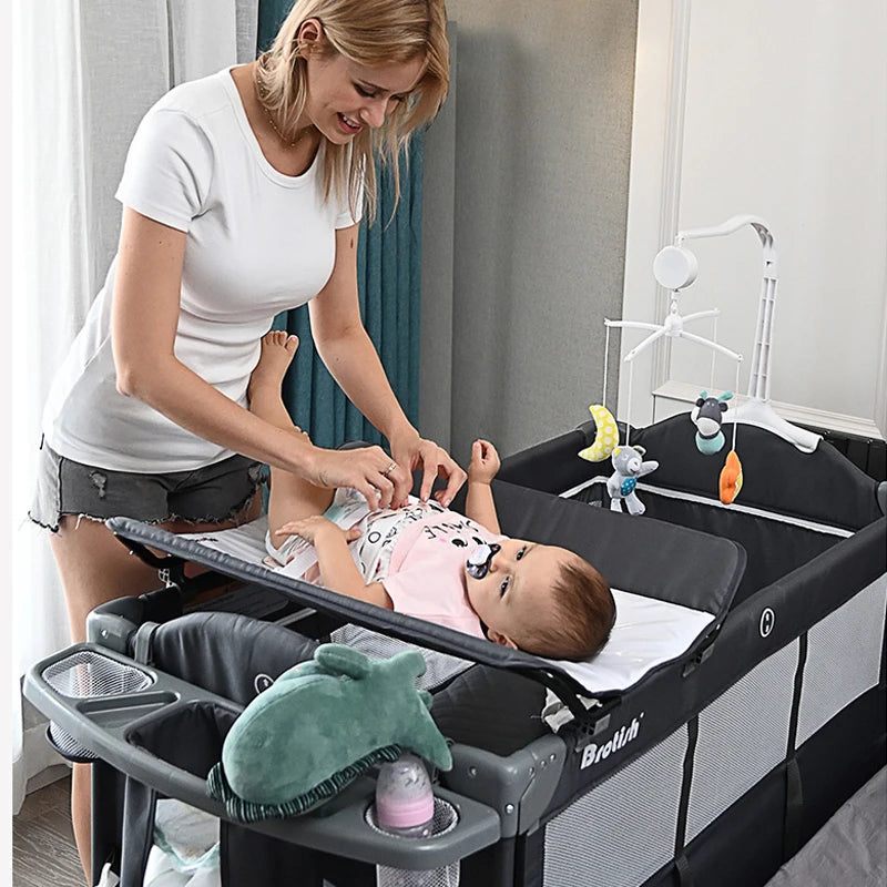 AeroNest™ 6-in-1 Foldable Baby Crib | Cradle, Changing Table &amp; Play Bed