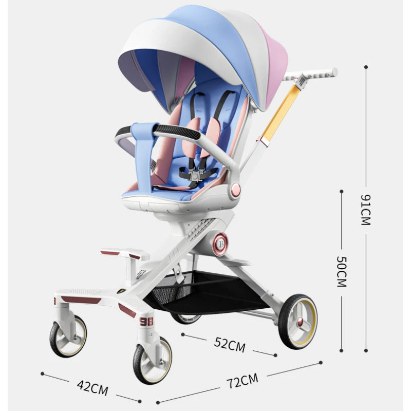 AeroNest™ High-View Baby Stroller – Lightweight, Shock-Absorbing 4-Wheel Design