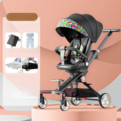 AeroNest™ High-View Baby Stroller – Lightweight, Shock-Absorbing 4-Wheel Design