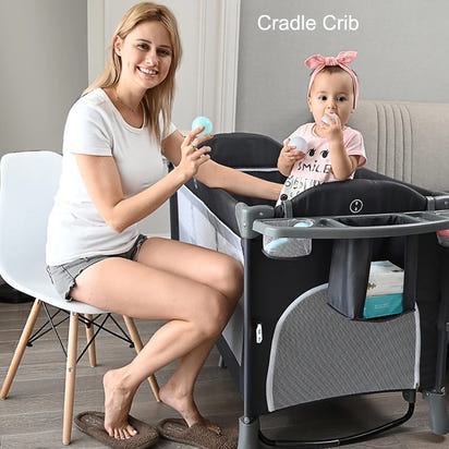 AeroNest™ 6-in-1 Foldable Baby Crib | Cradle, Changing Table & Play Bed